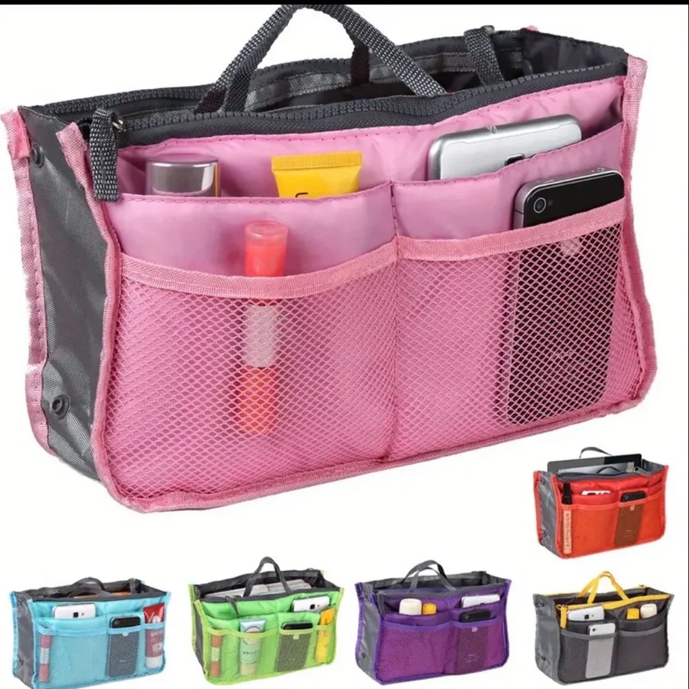 Multi-Pocket Pink and Gray Organizer Bag NIP